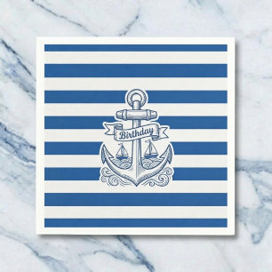 Nautical Striped Anchor Birthday Napkins