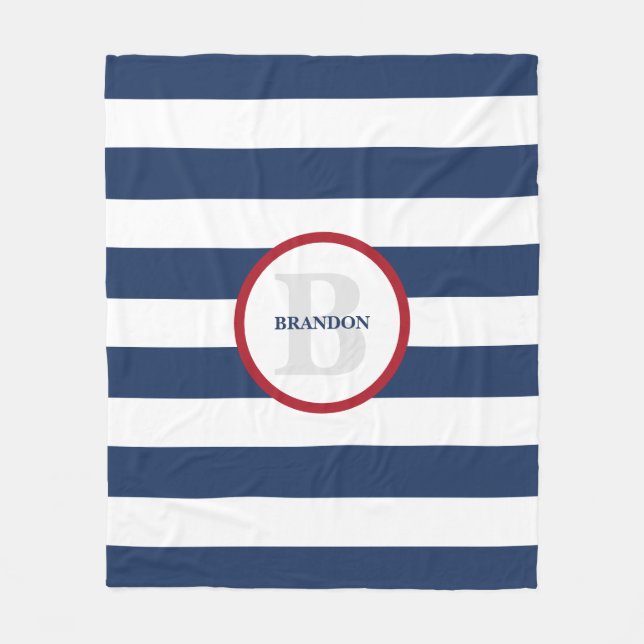 Nautical striped blanket - personalized (Front)