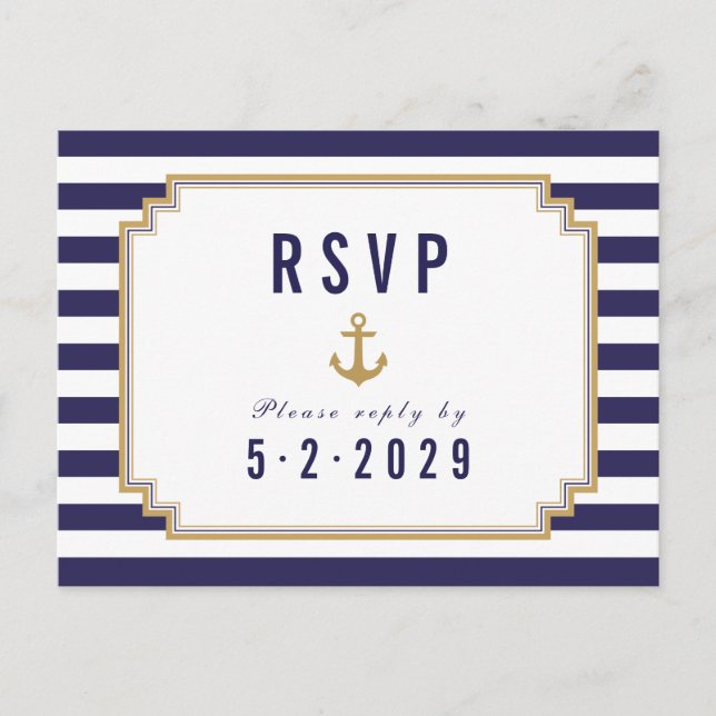 Nautical Striped RSVP Postcard Meal Choice (Front)
