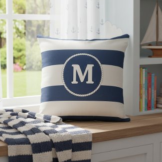 Nautical Striped Weave Monogram Navy White ID1248