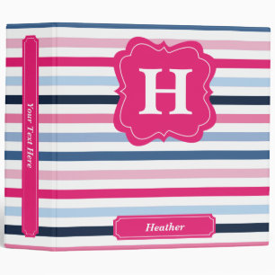 Nautical Stripes 3 Ring Binder