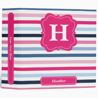 Nautical Stripes 3 Ring Binder