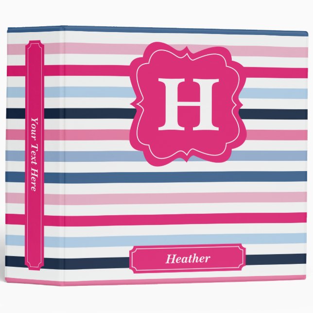 Nautical Stripes 3 Ring Binder (Front/Spine)