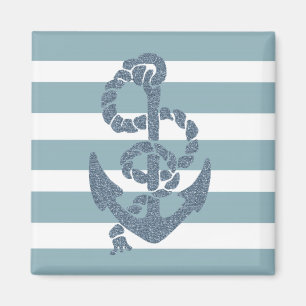 Nautical Stripes Anchor Magnet