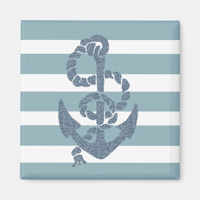 Nautical Stripes Anchor Magnet (Front)