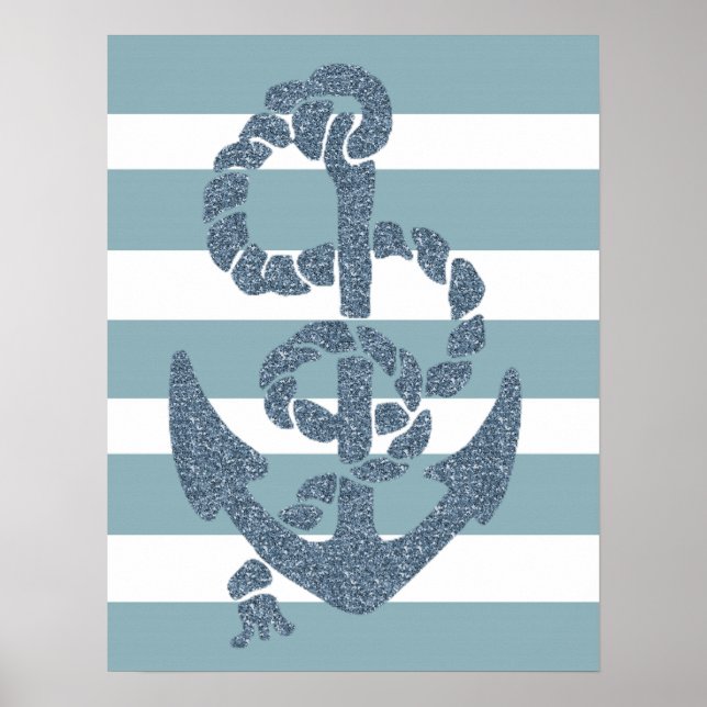Nautical Stripes Anchor Poster (Front)