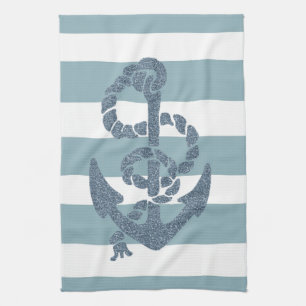 Nautical Stripes Anchor Towel