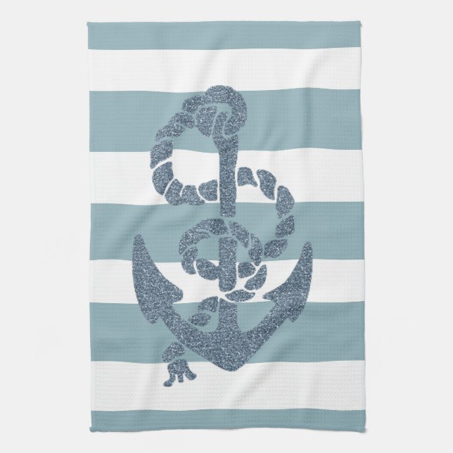 Nautical Stripes Anchor Towel (Vertical)
