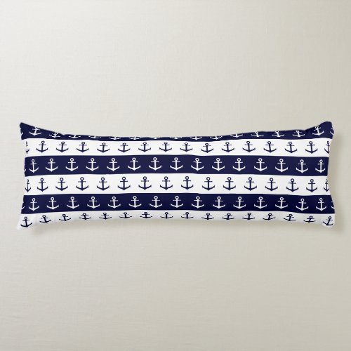 Nautical stripes and anchor pattern body pillow