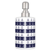 Nautical stripes and anchor pattern soap dispenser & toothbrush holder (Back)