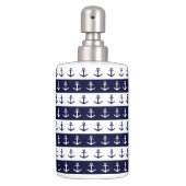 Nautical stripes and anchor pattern soap dispenser & toothbrush holder (Front)