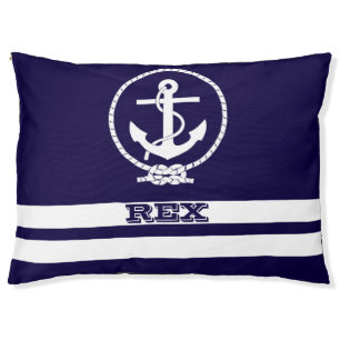 Nautical Stripes and Anchor with Pet Name Bed