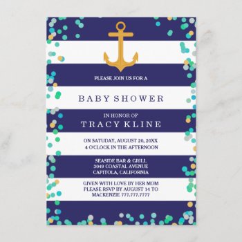 Nautical Stripes And Dots Baby Shower Or Sprinkle Invitation by coastal_life at Zazzle