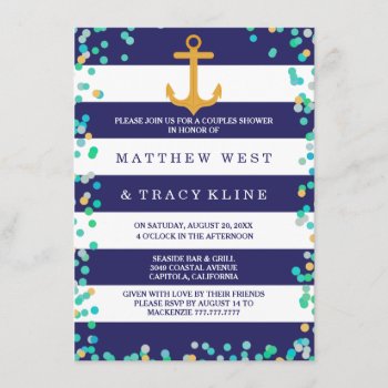 Nautical Stripes And Dots Couples Wedding Shower Invitation by coastal_life at Zazzle