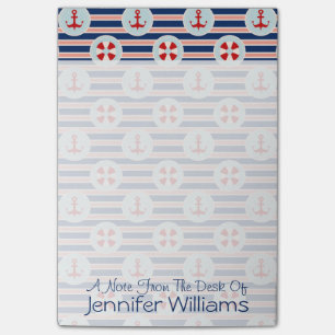 Nautical Stripes And Dots Pattern Add Your Name Post-it Notes