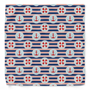 Nautical Stripes And Dots Pattern Bandana
