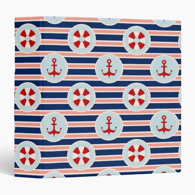 Nautical Stripes And Dots Pattern Binder (Front/Spine)