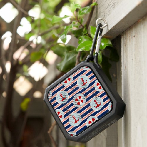 Nautical Stripes And Dots Pattern Bluetooth Speaker