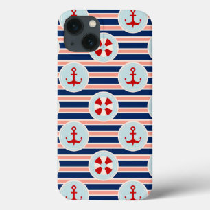 Nautical Stripes And Dots Pattern iPhone 13 Case
