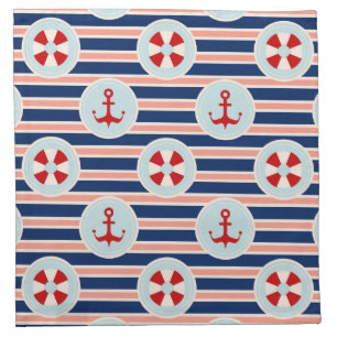 Nautical Stripes And Dots Pattern Napkin
