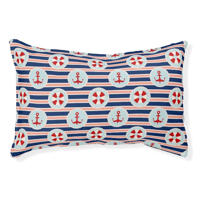 Nautical Stripes And Dots Pattern Pet Bed (Front)