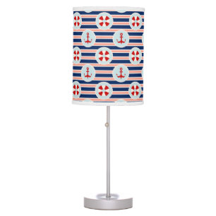 Nautical Stripes And Dots Pattern Table Lamp