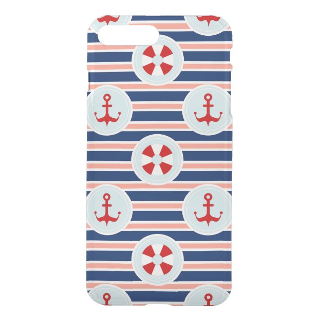 Nautical Stripes And Dots Pattern Uncommon iPhone Case (Back)