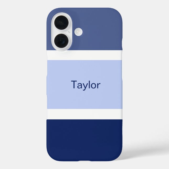 Nautical Stripes Blue and White Personalized Case-Mate iPhone Case (Back)