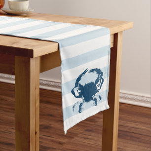 Nautical Stripes & Blue Crab Medium Table Runner