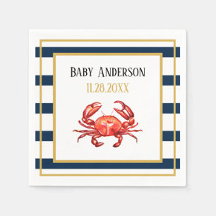 Nautical Stripes Crab Baby Shower Napkins