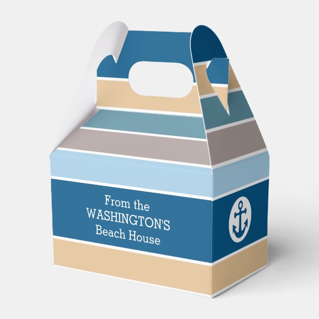 Nautical Stripes custom favor boxes (Front Side)
