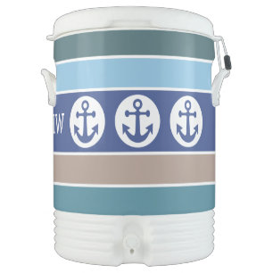 Nautical Stripes custom monogram drink coolers Cooler