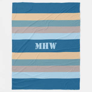 Nautical Stripes custom monogram fleece blankets