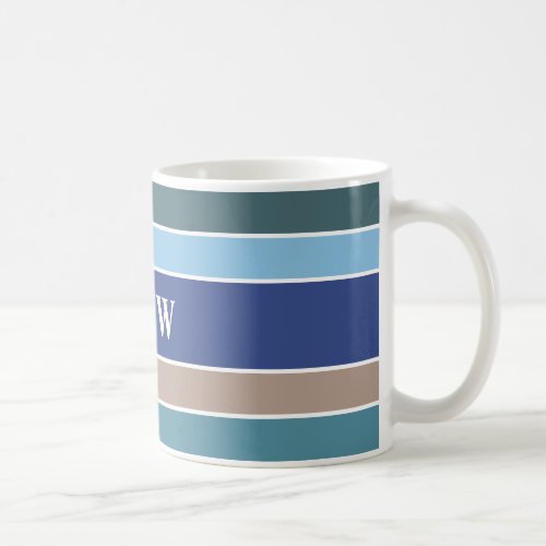 Nautical Stripes custom monogram mugs