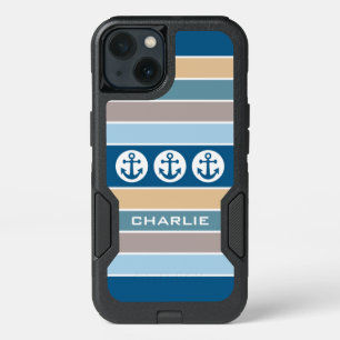 Nautical Stripes custom monogram phone cases
