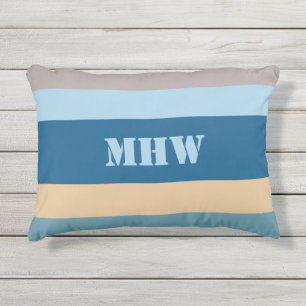 Nautical Stripes custom monogram throw pillow