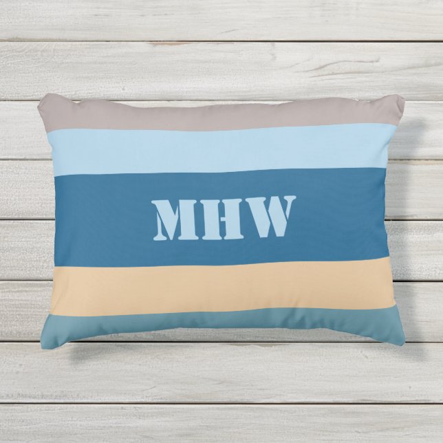 Nautical Stripes custom monogram throw pillow (Front)