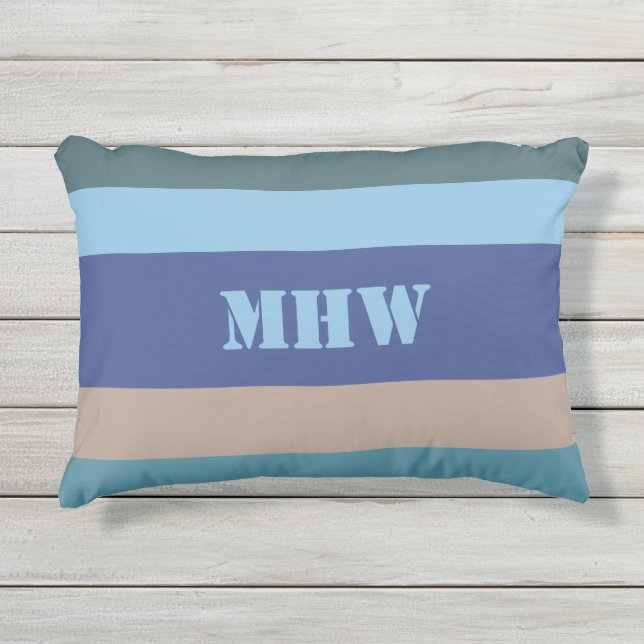 Nautical Stripes custom monogram throw pillow (Front)
