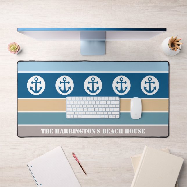 Nautical Stripes custom text Desk Mat (Office 1)