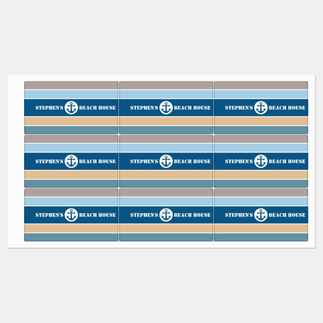 Nautical Stripes custom text Labels (Sheet)