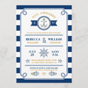 Nautical Stripes Engagement Party Invitation