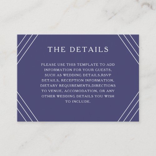 Nautical Stripes Gold Anchor Blue Wedding Details Enclosure Card