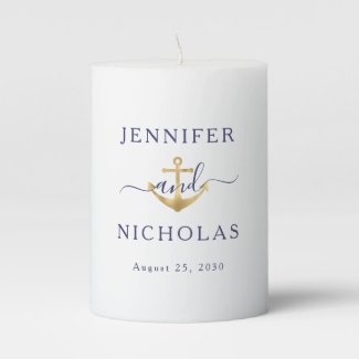Nautical Stripes Gold Anchor Wedding Date