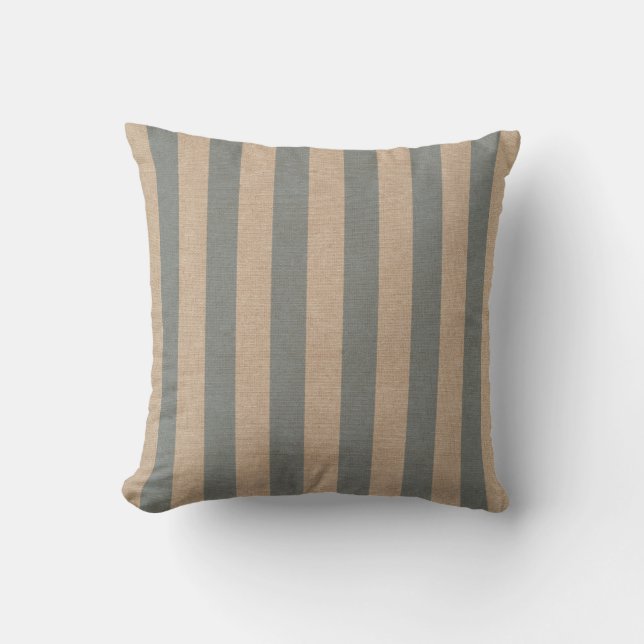 Nautical Stripes in Beach Blue 2 Throw Pillow (Front)