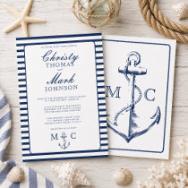 Nautical Stripes Navy Anchor Wedding Invitation