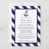 Nautical Stripes & Navy Blue Anchor Bridal Shower Invitation (Front)