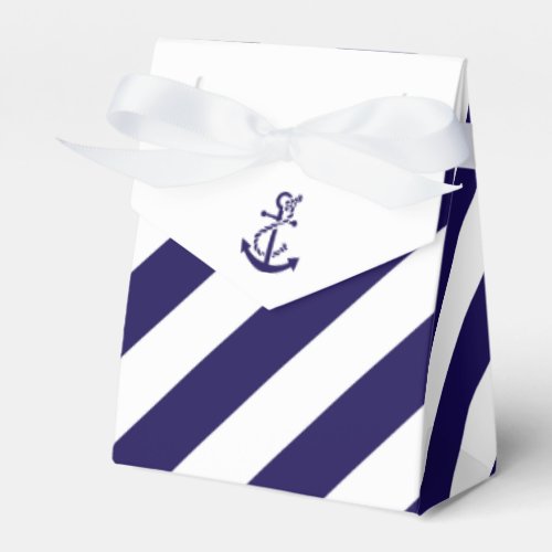 Nautical Stripes  Navy Blue Anchor Wedding Favor Boxes