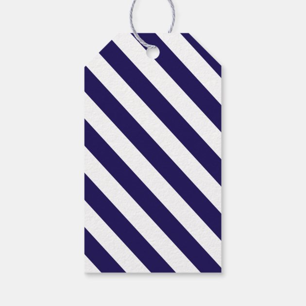 Nautical Stripes & Navy Blue Anchor Wedding Gift Tags