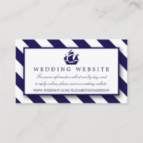 Nautical Stripes &amp; Navy Blue Ship Wedding Enclosure Card