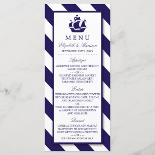Nautical Stripes & Navy Blue Ship Wedding Menu
